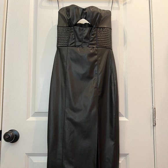 Zara NWT Cutout Faux Leather Corset Midi Dress - Picture 1 of 4